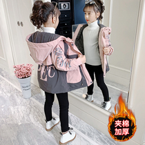 Girl coat autumn 2021 New Net red fashionable cotton coat jacket cotton padded thick autumn and winter childrens foreign style cotton clothing