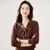 Womens new V-neck long sleeve cashmere sweater 2021 womens casual pullover sweater womens base shirt sweater