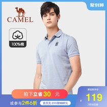 Camel mens 2021 summer new short-sleeved polo shirt mens Korean version personality printing lapel t-shirt base top