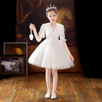 Girls dress high-end Girl Flower Girl wedding princess dress children evening dress host piano performance autumn