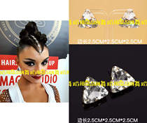 Modern dance stud earrings Latin dance earrings Show out competition performance Shiny triangle diamond stud earrings Flash diamonds