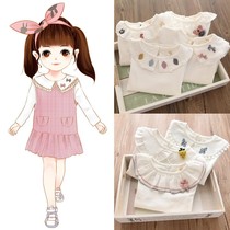 Girl Spring and Autumn white base shirt little girl children baby doll collar coat baby baby long sleeve T-shirt
