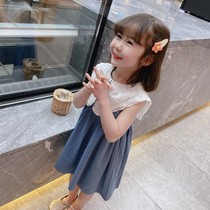 Baby girl summer dress little sleeveless princess dress 2021 foreign air Korean girl doll collar vest dress