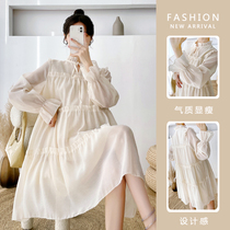 2022 spring new online red gestation woman dress French style sweet and less sensational fairy web yarn cake dresses