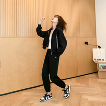 Small Valley Grain Tandem Hat Sweatshirt Short Coat Women Casual Wear Pants Two Sets 2022 Spring Style Fashion Suit Chic