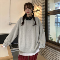  Pregnant womens sweater spring and autumn net red personality fake two-piece hot mom outer wear fashion 2021 autumn casual long-sleeved top