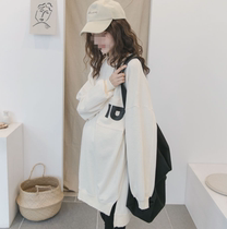 Spring and Autumn Pregnant Womens Fashion Letter Printing Weavers Loose Large Size Womens Clothes Joker Age-reducing pregnant womens tops