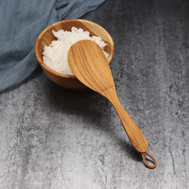 Thai imported chabatree teak rice spoon with lanyard hand made Japanese rice spoon Kitchen tableware without paint