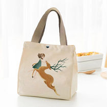 British Museum canvas Hand bag linen bag hand carry rice box canvas bag insulation Bento bag large