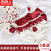 Antarctic underwear ladies cotton cotton cotton crotch middle waist student high school girl Japanese cute triangle life red