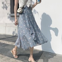 One-piece chiffon Irregular skirt Mid-length skirt Female summer fishtail skirt Skirt Female beach skirt Long skirt