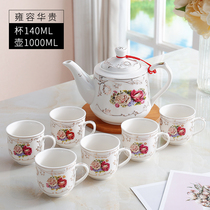 Tea set set home whole set of Kung Fu modern simple one pot six cups with filter screen high temperature 1000ml pot