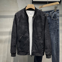 Leather jacket mens spring and autumn Korean version of the trend handsome Joker car jacket autumn dress camouflage advanced sense jacket