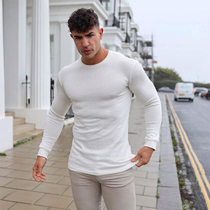 Autumn and winter muscle fitness long sleeve sweater slim slim body tight clothes sweater base shirt shirt brothers training men