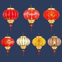 Red lantern chandelier Chinese style pure copper court glass into the house Chinese style housewarming new home A pair of doors balcony