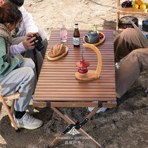 Changzu beech wood egg roll folding table outdoor Dew folding table solid wood folding table picnic table portable table and chair