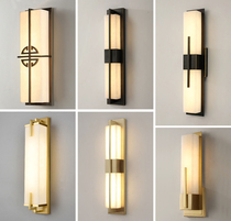 New Chinese wall lamp living room bedroom bedside lamp entrance aisle imitation marble full copper wall lamp outdoor waterproof courtyard lamp