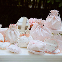 Cute strawberry Cherry embroidery Lace cosmetic bag Storage bag Portable jewelry box Travel wash drawstring drawstring pocket