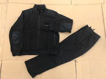 Customized navy blue winter physical clothing thickened warm fleece physical clothing sweater set