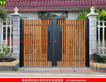 Custom villa gate courtyard open door European aluminum alloy district door anticorrosive wood yard country double door