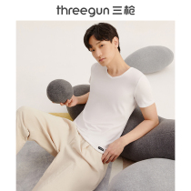 Three gun T-shirt mens cotton 2021 summer new ingenuity Series 80 silk cotton V collar base mens short sleeves