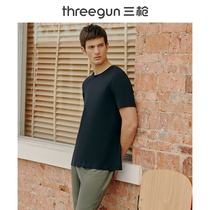 Three-shot mens T-shirt cotton round neck loose breathable sports casual underlay underwear sweatshirt cotton mens short sleeves