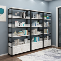 Bookshelf steel wood floor simple study combination storage bookcase simple display rack iron modern living room rack