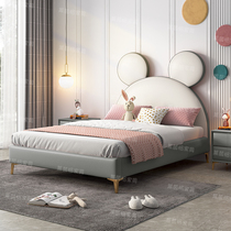 Mickey Mouse cartoon children children simple modern 1 5 meters single bed bedroom solid wood leather girl princess bed
