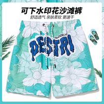Summer new loose beach pants mens boomer speed dry casual 50% Pants Lovers Print Beach Shorts Holiday