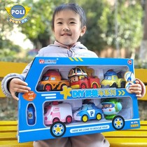 Macro-Star POLI Automotive Desembles Perli Child Engineering Car Deformation Fire Toy Rescue Assemble Police Car Full Suit