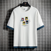 Pure cotton men short sleeve t-shirt male 2022 new trend summer ins blouses 100 hitch-handsome undershirt tide