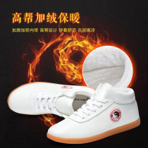 Taijiquan training shoes men's winter cotton shoes plus velvet padded high waist high top beef tendon bottom leather martial arts sneakers women