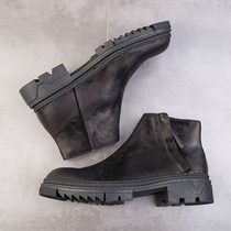 Autumn leather plus velvet Martin boots men British retro Chelsea boots mens short boots high-powered locomotive trend