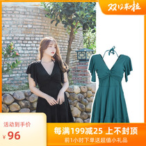 NazaL slightly fat big size swimsuit women fat mm200 kg belly skirt type one-piece boxer pants thin hot spring swimsuit