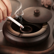 Ashtray Mens Creative Personality Trends Multifunction Chinese Style Home Nordic Living Room Big Black Sandalwood Solid Wood Ata with lid