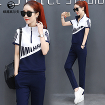 golf clothing women sports suit summer short sleeve T-shirt slim trousers golf clothes casual two-piece set