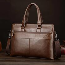 Kangaroo Men Business Handbag Crosswalk Computer Bag Bull Leather Briefcase Business Trip Backpack Single Shoulder Diagonal Satchel Bag