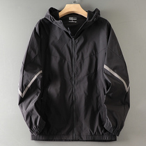 Spring and Autumn Plus Size Mens Coat Plus Fat Sports Top King Size Casual Hood Windbreak Jacket Jacket