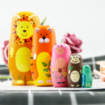 Russian nesting doll imported characteristic 5-layer ornaments cartoon tiger vibrato wooden original Chinese style toys