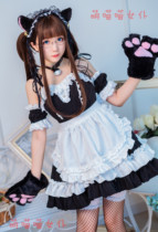 Black and white classic maid dress cosplay lace Japanese girl