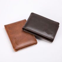  Cross-border Korean version of pigskin mens wallet pu leather short wallet Retro horizontal wallet men sequins solid color simple style