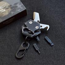Mini multifunctional knife hex key hook coin knife folding knife creative EDC combination tool screwdriver