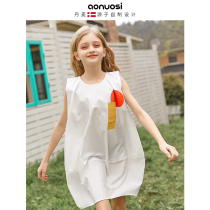 ANS girl dress summer clothes 2021 new cotton vest foreign style stitching color childrens lantern skirt