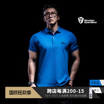 Monster Guardians Sports mens short sleeve polo shirt solid color lapel slim T-shirt fitness trainer custom