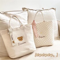 drpdrpdrp Korea ins wind small bear canvas mommy bag large capacity versatile outside hand carry bag baby bag