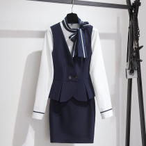 Flight attendant uniform dress fashion temperament hotel front desk beautician jewelry shop overalls women autumn and winter professional set