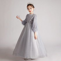 Childrens high-end birthday puffy gauze princess dress girl host foreign evening dress girl piano performance Winter