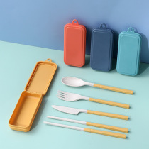 4Pcs Kids Children Dinnerware Sets Chopsticks Fork Spoon Set