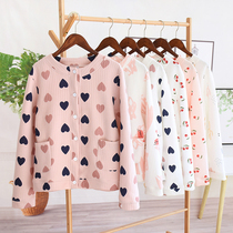 Cotton pajamas womens autumn and winter coat single piece air layer cotton warm cotton home clothing long sleeve size outside wear