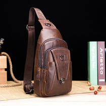 Bull Captain Genuine Leather Chest Bag Male Slanted Satchel Head Layer Bull Leather Men Large Capacity Single Shoulder Bag Casual Sports Tide Pack